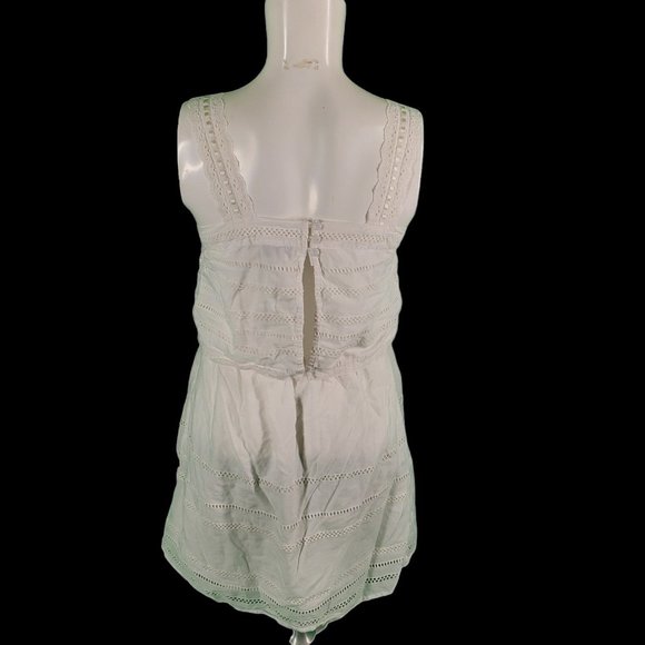 TopShop Boho Eyelet Lace Trim Overly Crochet Cotton Sundress White Sz 6 - Picture 10 of 13